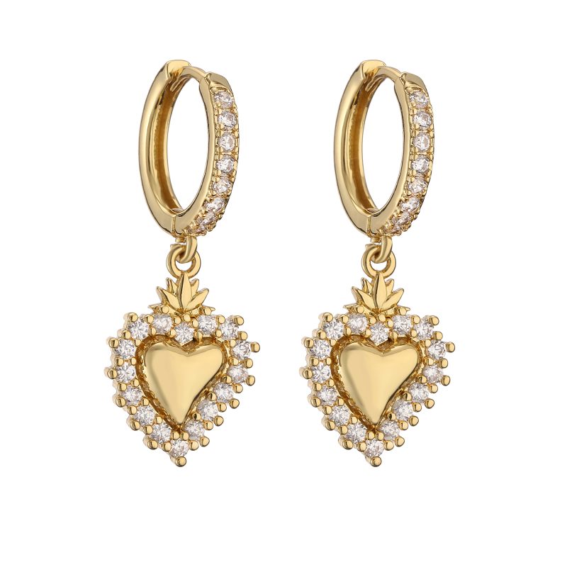 Elegant Simple Style Heart Shape Copper Plating Inlay Zircon 18k Gold Plated Earrings Necklace - Image 3