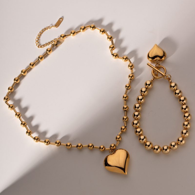 Simple Style Classic Heart Shape 304 Stainless Steel Plating Bracelet & Necklace - Image 3