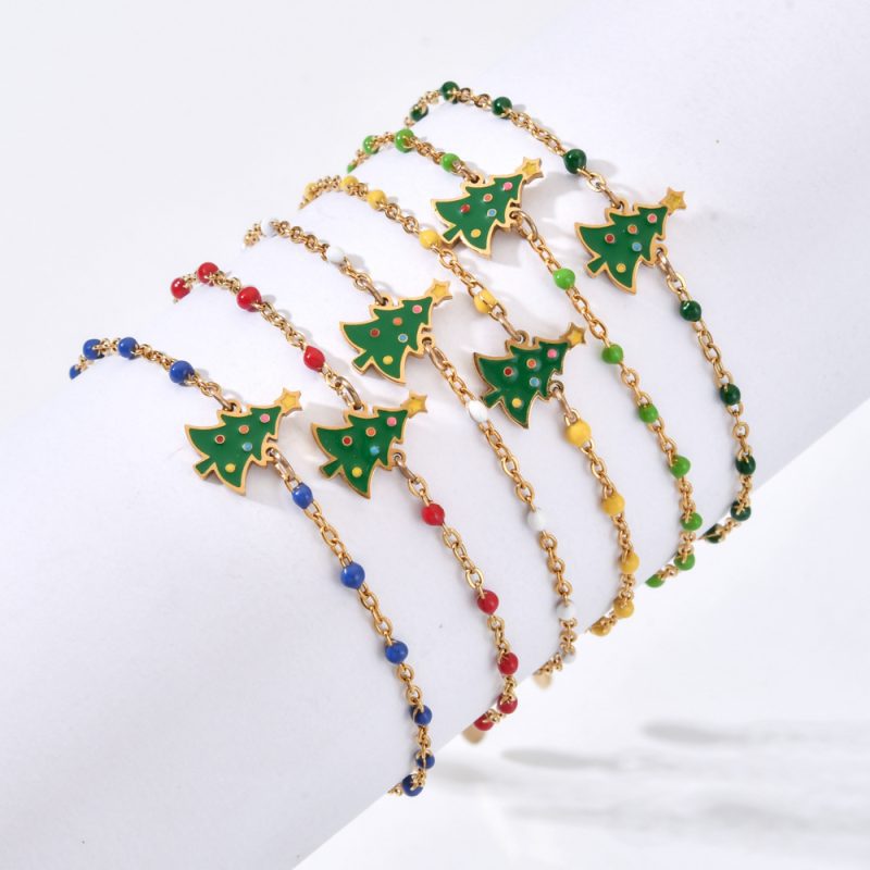 Cartoon Style Cute Christmas Tree Stainless Steel Bracelets - Image 2