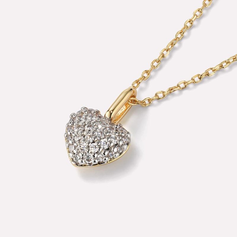 Stainless Steel Copper Gold Plated Plating Round Artificial Diamond Pendant Necklace