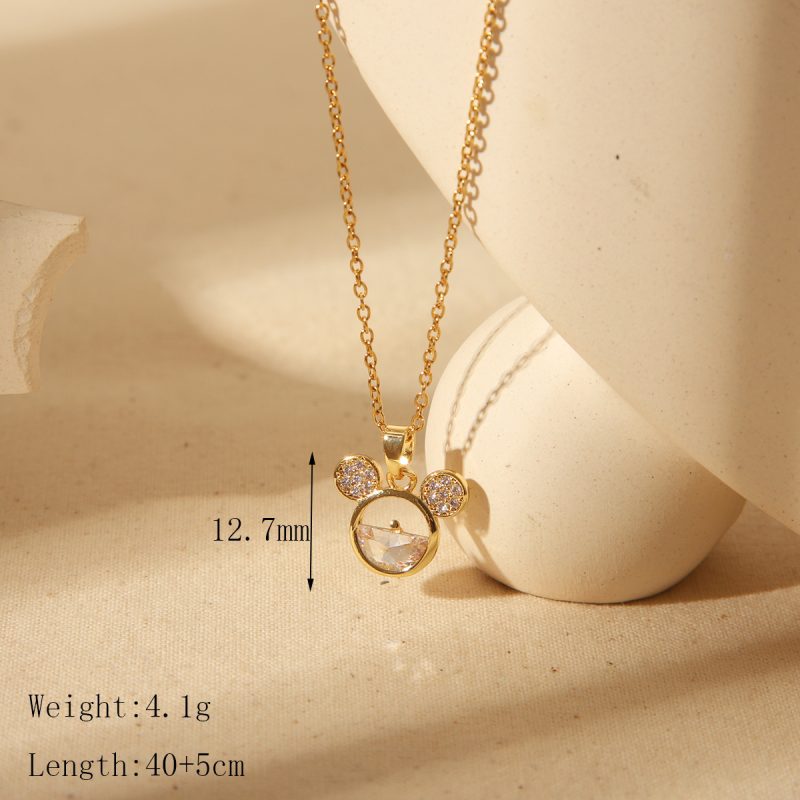 Stainless Steel Copper 18K Gold Plated Cartoon Zircon Necklace - Image 2